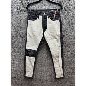 Levi's 501 Jean Lab‎ Distressed Custom Leather Denim Jeans Womens Size 28 x 27